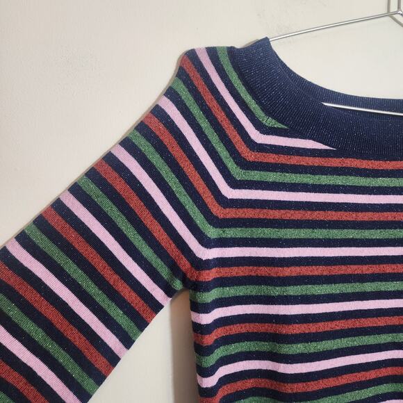 Boden striped wool blend sparkly long sleeve colorful sweater woman's size 8 - Picture 9 of 11